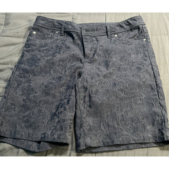 Simply Vera Vera Wang Dark Blue Floral Patterned Women's Shorts - Picture 1 of 6